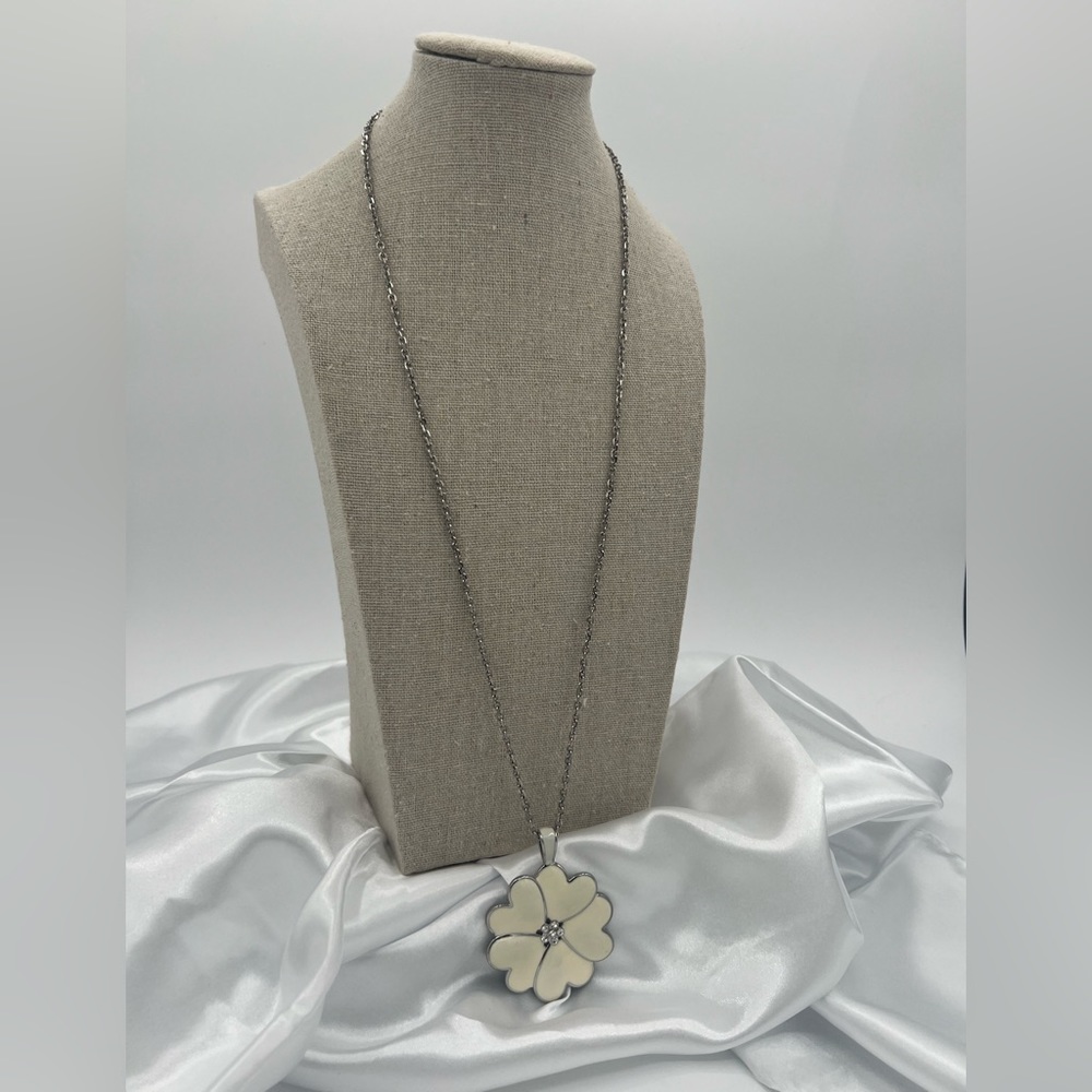Lia Sophia long white flower necklace